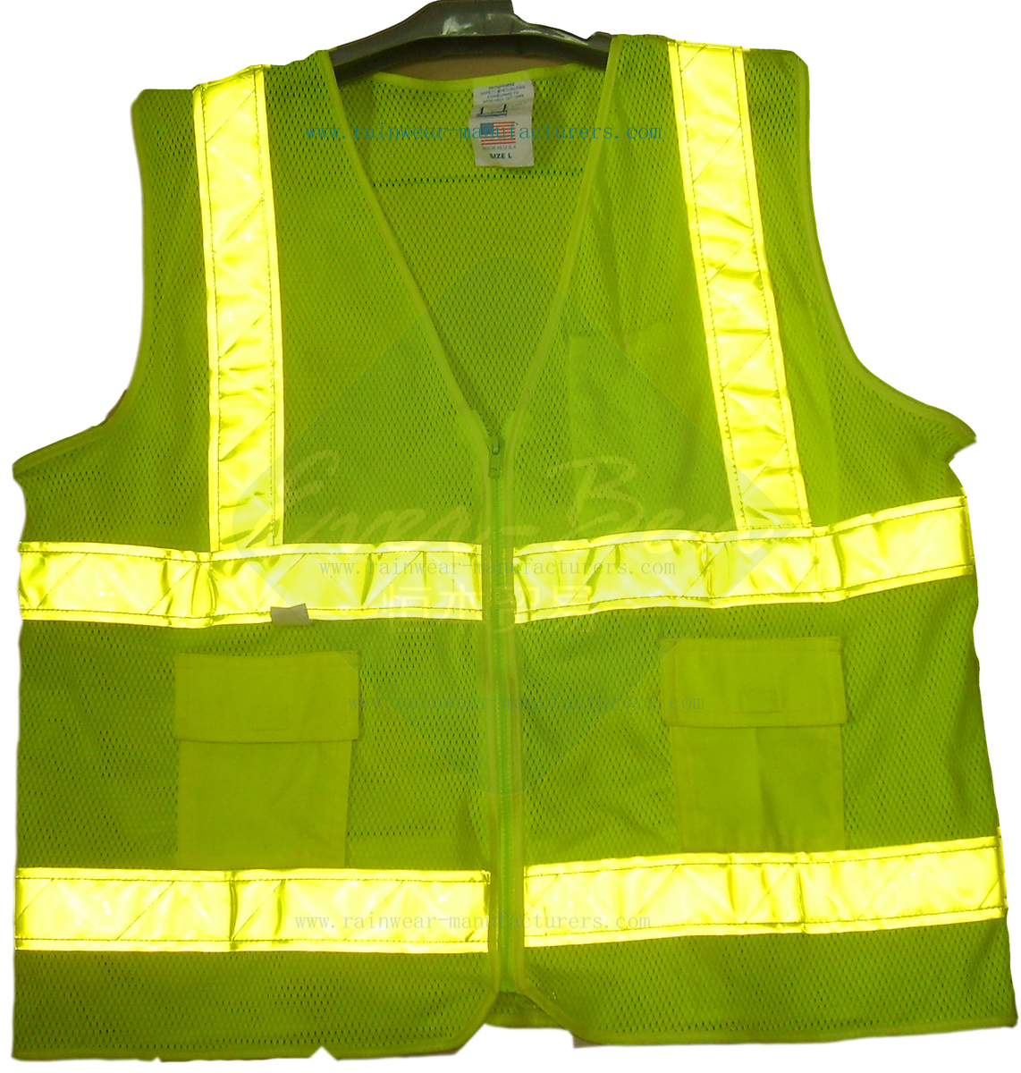 safety work vest with pockets-luminous cycling jacket supplier